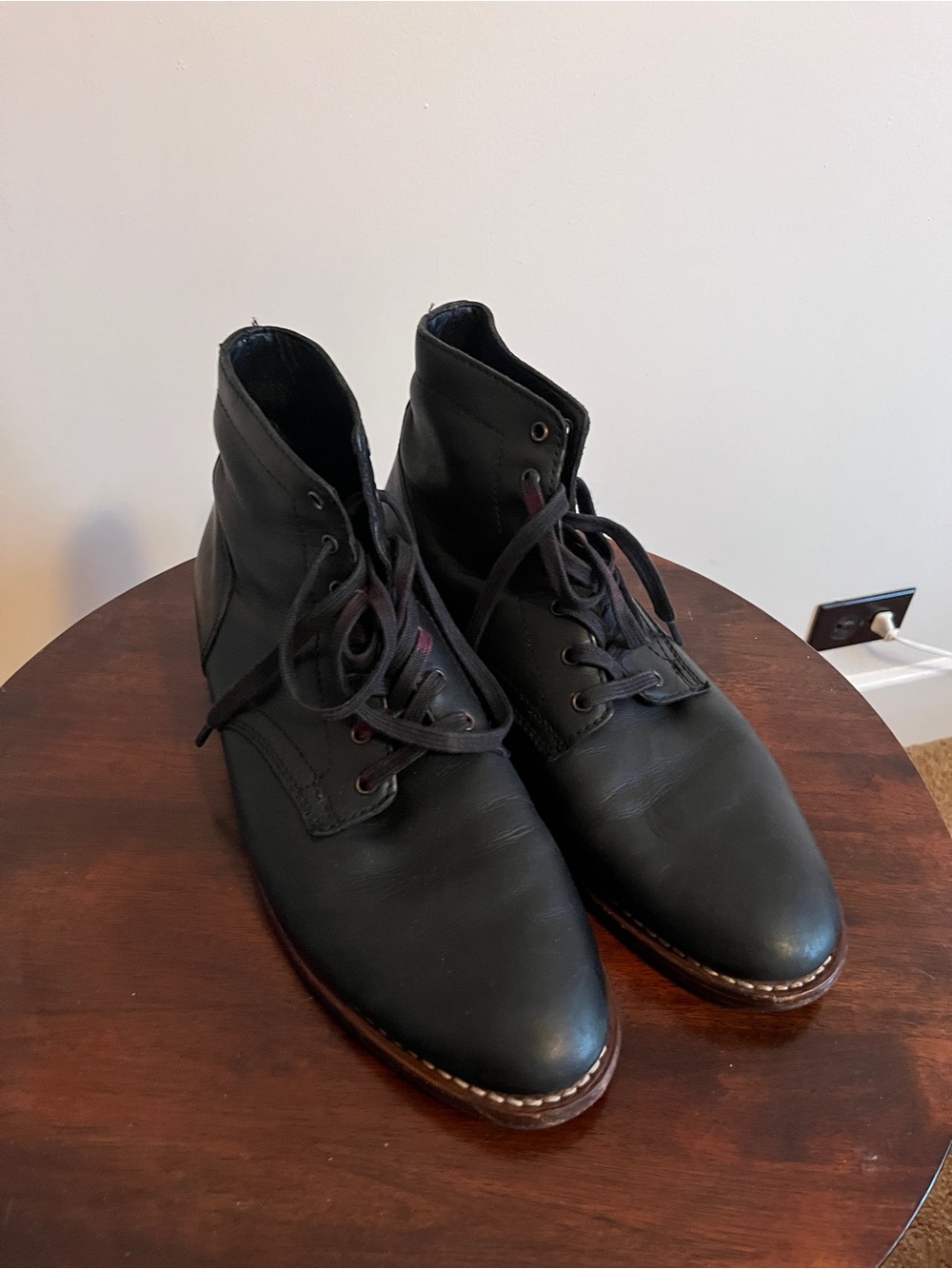 Vintage Thursday Boot co Black Leather Men's Lace-Up Ankle Boots